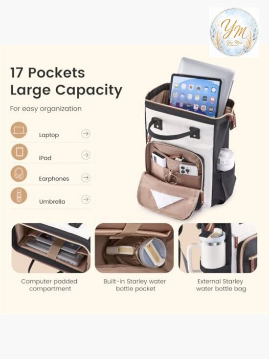Large Capacity Laptop Backpack with Anti-Theft Pocket, USB Charging Port, main image 6